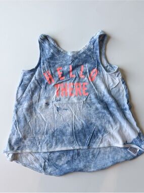 Old Navy Blue Tie-Dye Tank Top with Coral Print